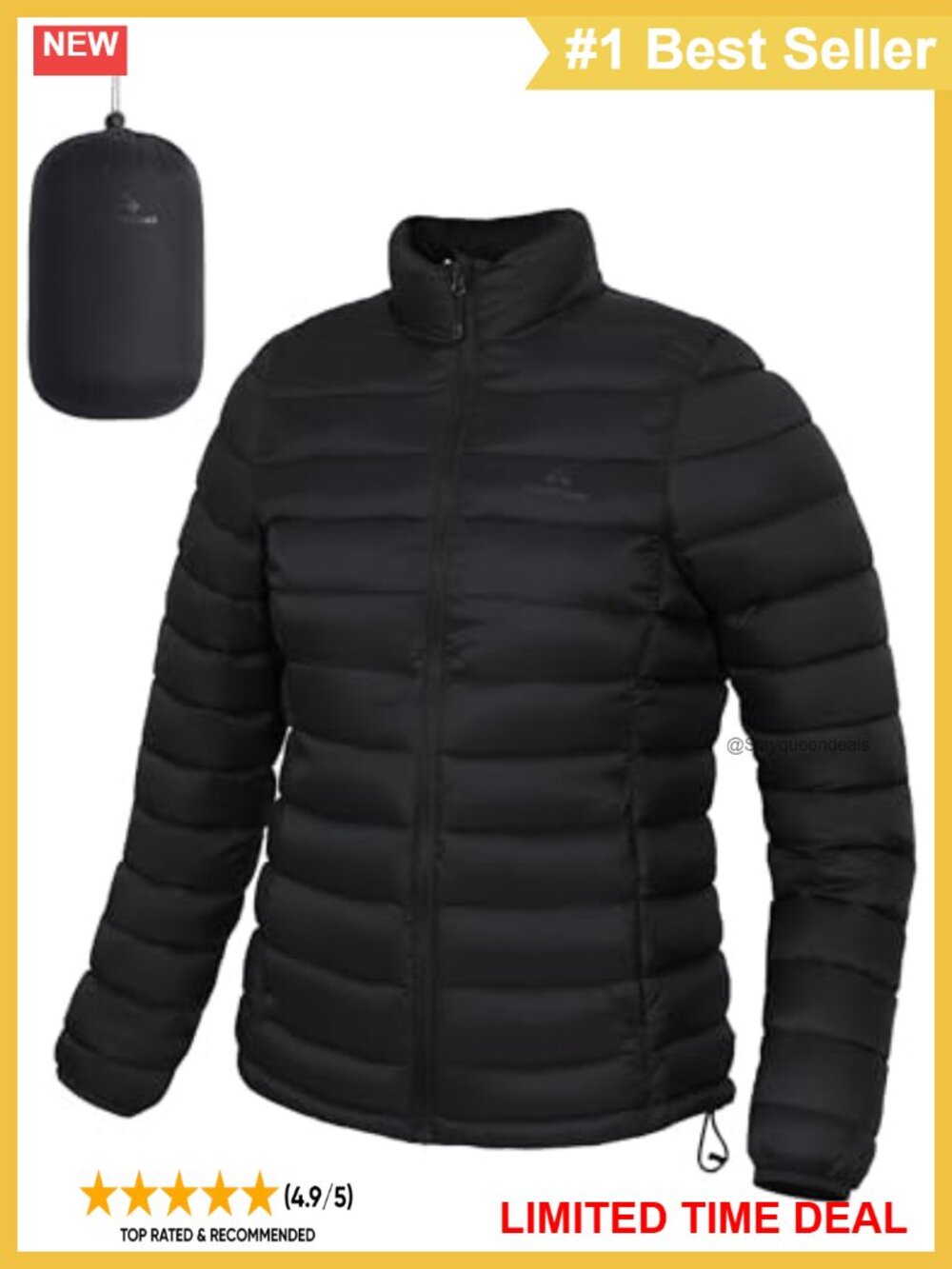 Packable Puffer Jacket Lightweight Quilted Water-Resistant Insulated Winter Coat